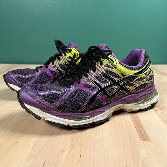 Asics Gel Cumulus 17 T5E7N Purple Green Running Shoes Sneakers Women's Size 8 - Picture 1 of 8